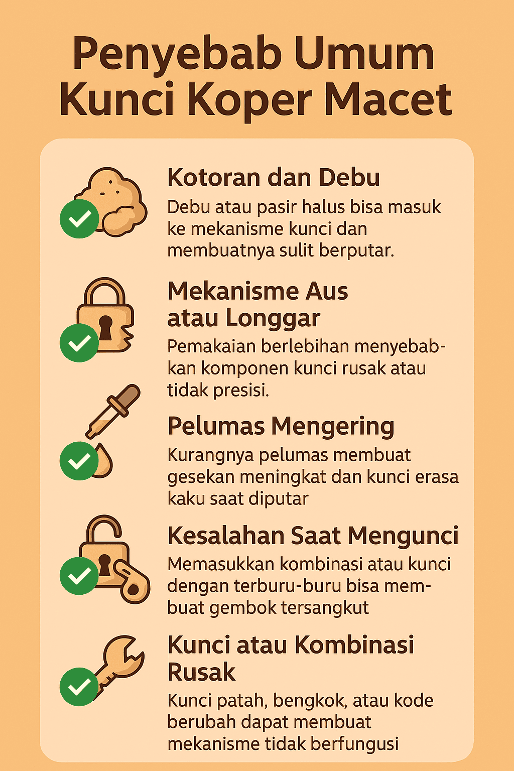 Penyebab Umum Kunci Koper Macet