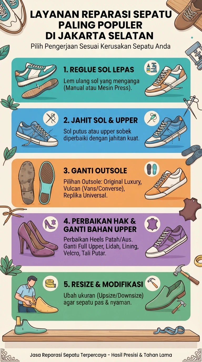 Infografik : Layanan Reparasi Sepatu Paling Populer Di Jakarta Selatan