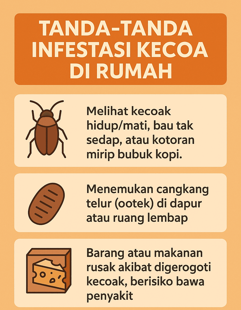 Infografik: Tanda-Tanda Infestasi Kecoak Di Rumah