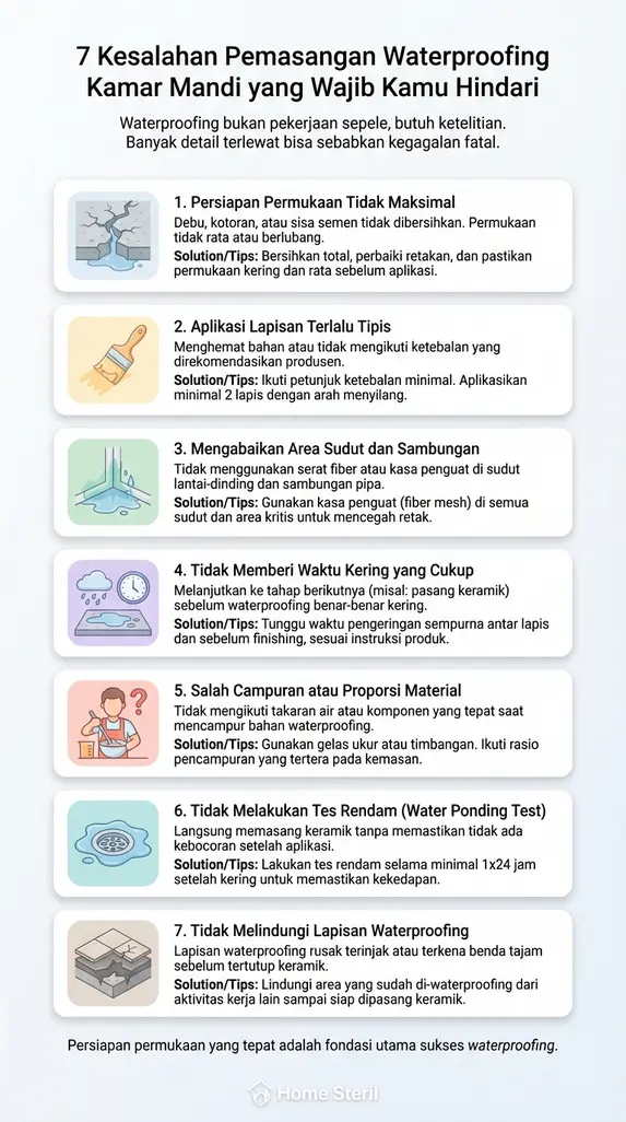7 Kesalahan Pemasangan Waterproofing Kamar Mandi yang Wajib Kamu Hindari