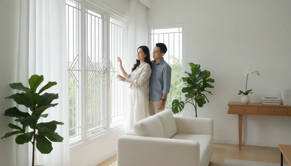 Teralis Jendela Besi Minimalis dengan Aksen Geometris: Desain Kontemporer