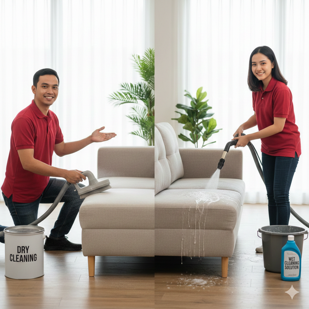 Mengenal Perbedaan Metode Membersihkan Sofa: Dry Cleaning vs. Wet Cleaning