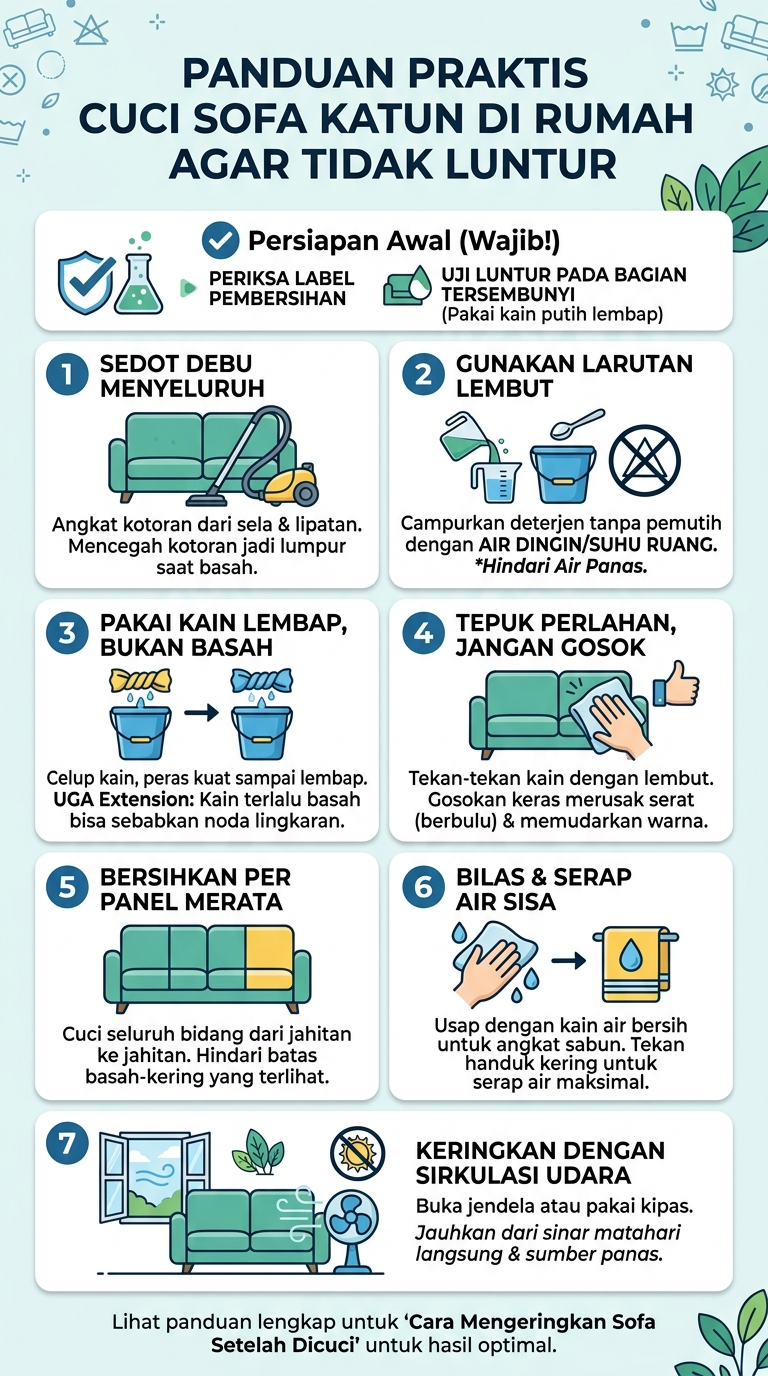 Infografik : Panduan Praktis Cuci Sofa Katun di Rumah Agar Tidak Luntur