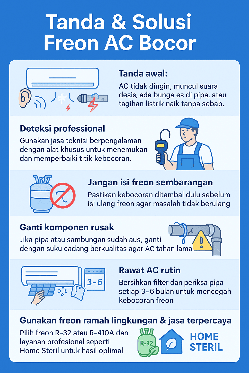 Tanda & Solusi Freon AC Bocor