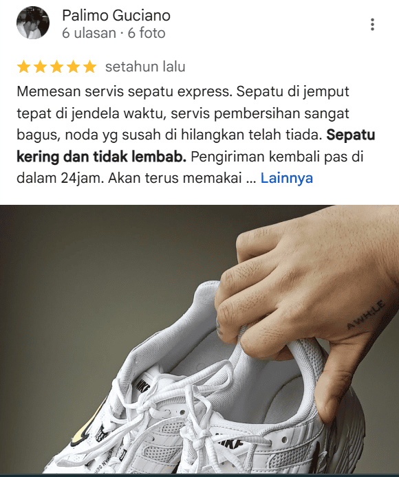 Revieew pelanggan cuci sepatu di sneakershoot.id
