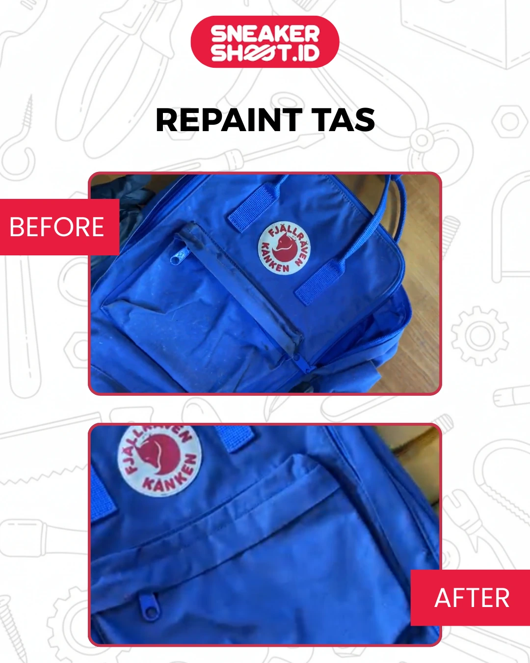 Before dan After Repaint Tas di sneakershoot.id