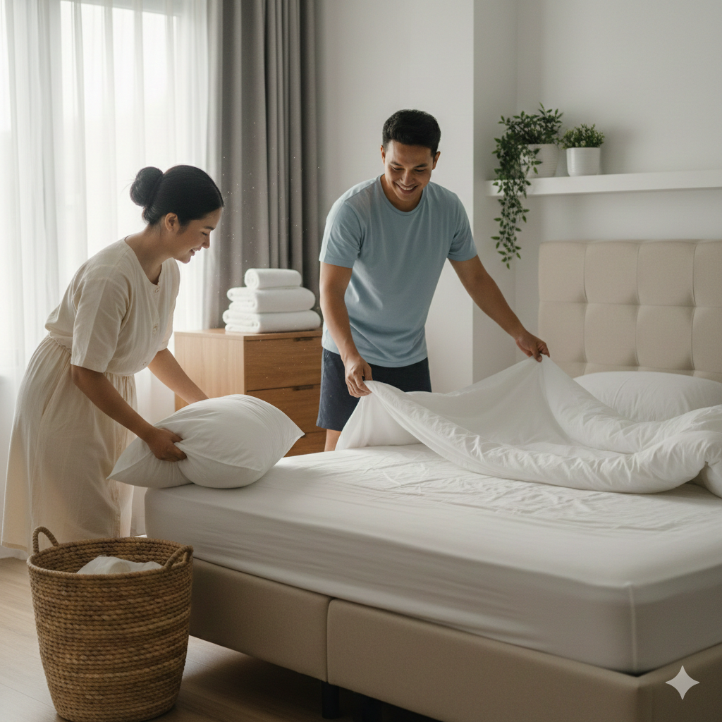 Menjaga Kebersihan Seprai dan Bantal