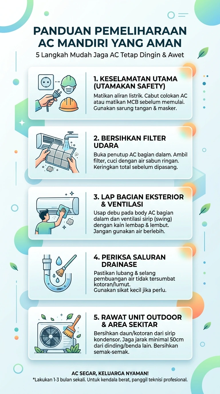 Infografik : Panduan Pemeliharaan AC Mandiri Yang Aman
