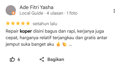 5 Review Pelanggan Perbaikan Koper di Sneakershoot