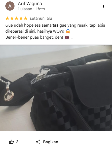 Review Pelanggan Puas di Jasa Reparasi Tas Sneakershoot