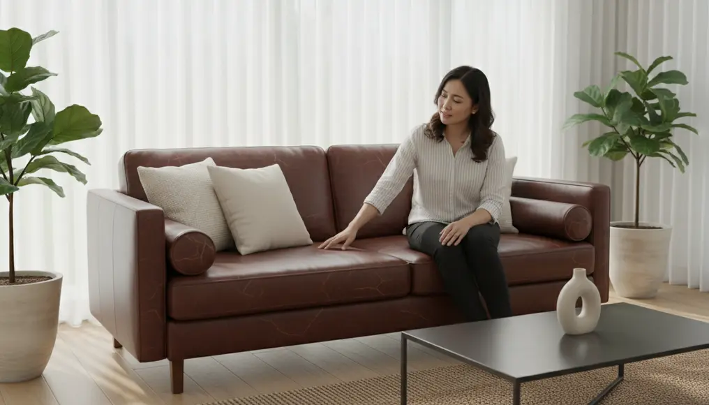 Restorasi Sofa Kulit Asli (Genuine Leather) yang Retak di Surabaya