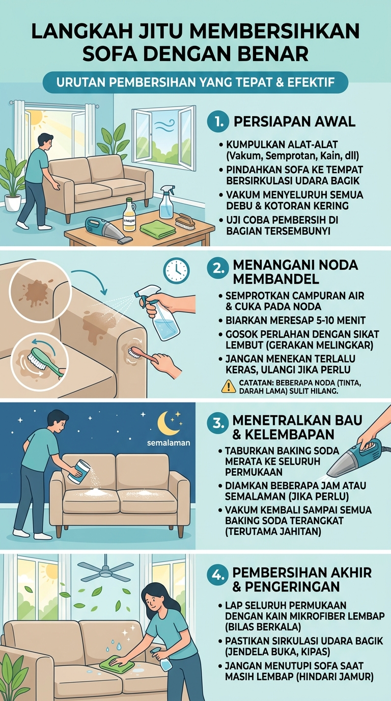 Infografik : Langkah jitu Membersihkan Sofa Dengan Benar