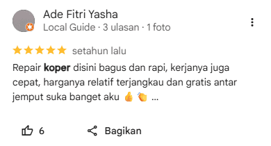 Testimoni Pelanggan Benerin Koper di Sneakershoot.id