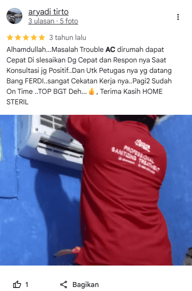 Ulasan Pelanggan Service AC di Home Steril