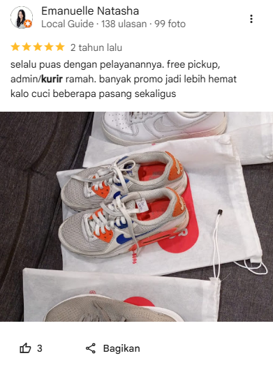 Rating Pelanggan Jasa Cuci Sepatu Sneakershoot
