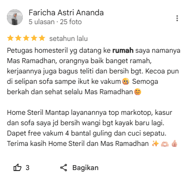 Testimonial Pelanggan Home Steril