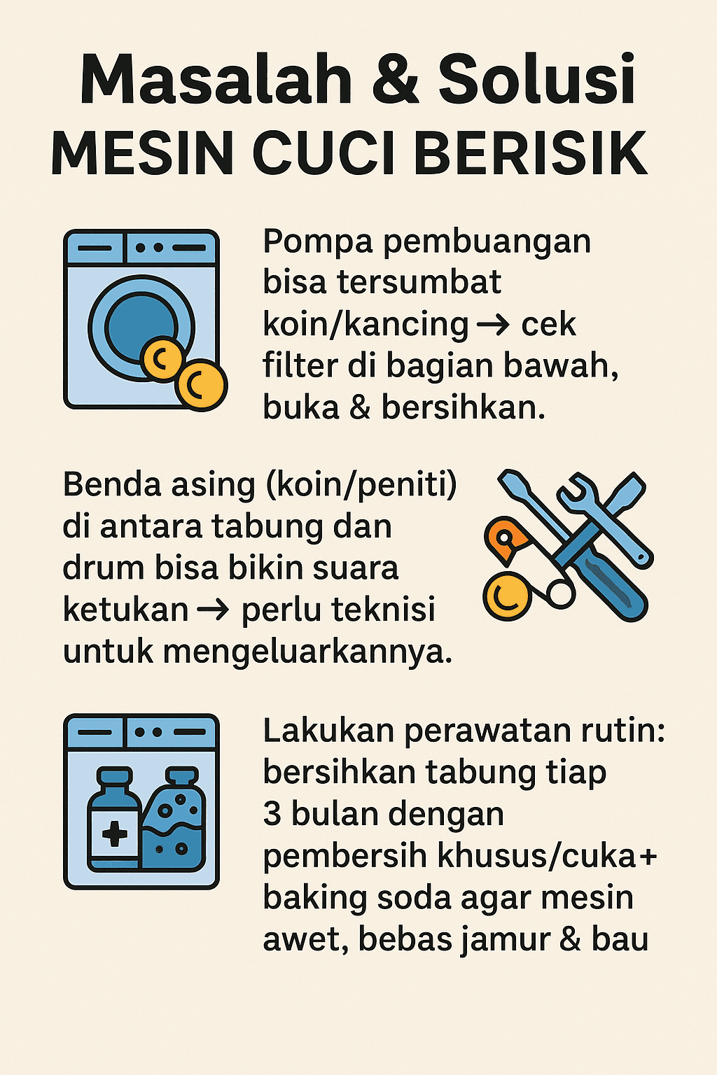 Masalah & Solusi Mesin Cuci Berisik