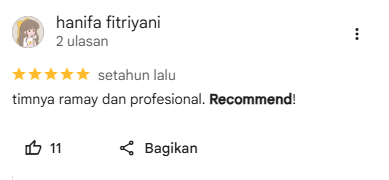 Rating Pelanggan (Testimoni tentang Pelatihan Cuci Sepatu)