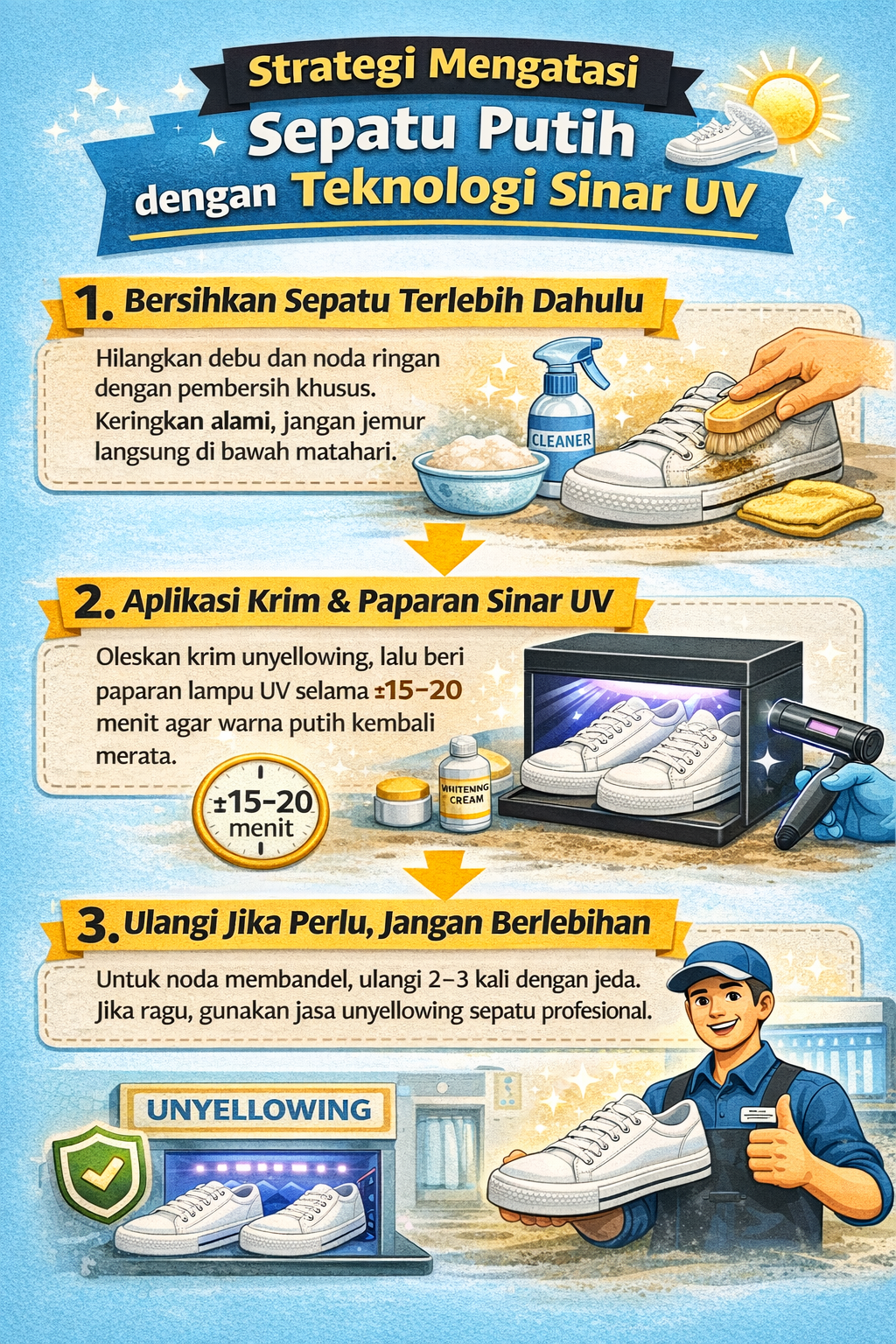 "Strategi Mengatasi Sepatu Putih dengan Teknologi Sinar UV