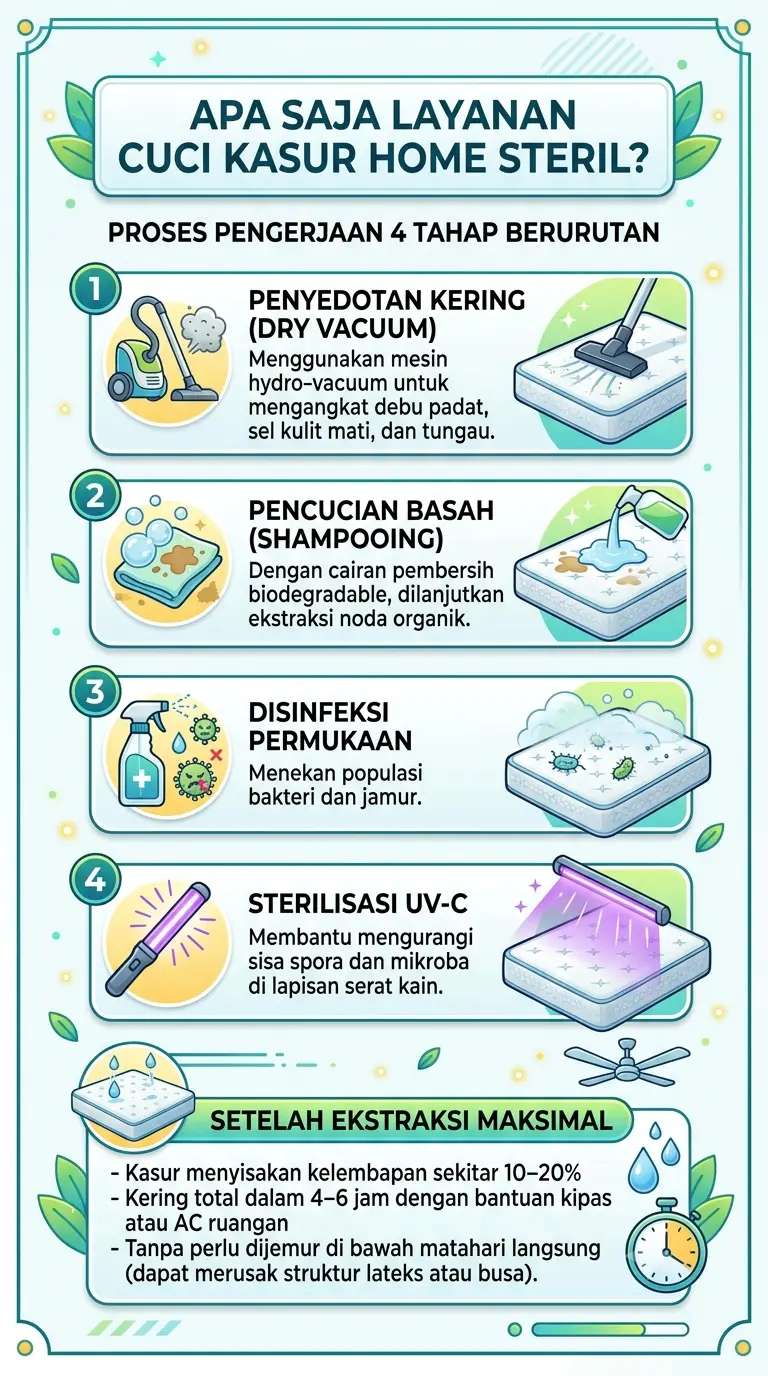 Apa saja yang termasuk dalam layanan cuci kasur Home Steril