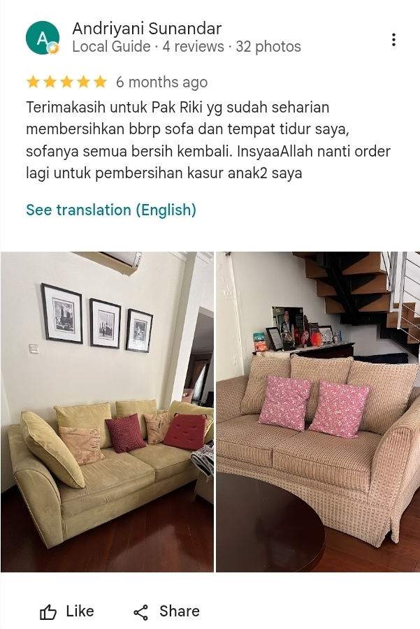 Kata Pelanggan yang Sofanya Sudah Saya Tangani