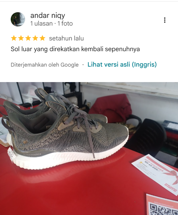 Rating & Ulasan Pelanggan Ganti Sol Sepatu di Sneakershoot