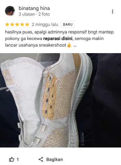 Ulasan Pelanggan Reparasi Sepatu Lari Sneakershoot