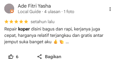 Rating Pelanggan tentang Jasa Reparasi Koper Sneakershoot