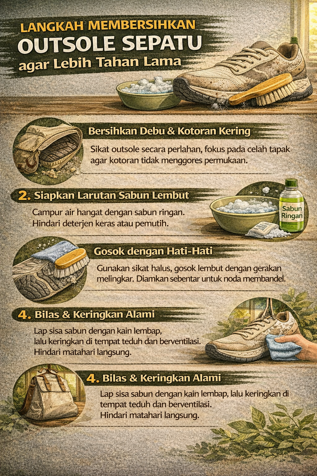 Langkah Membersihkan Outsole Sepatu agar Lebih Tahan Lama
