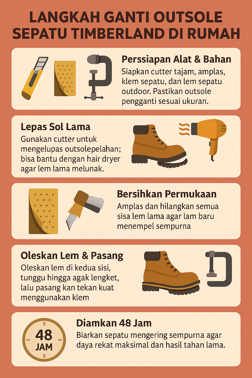 Langkah Ganti Outsole Sepatu Timberland di Rumah