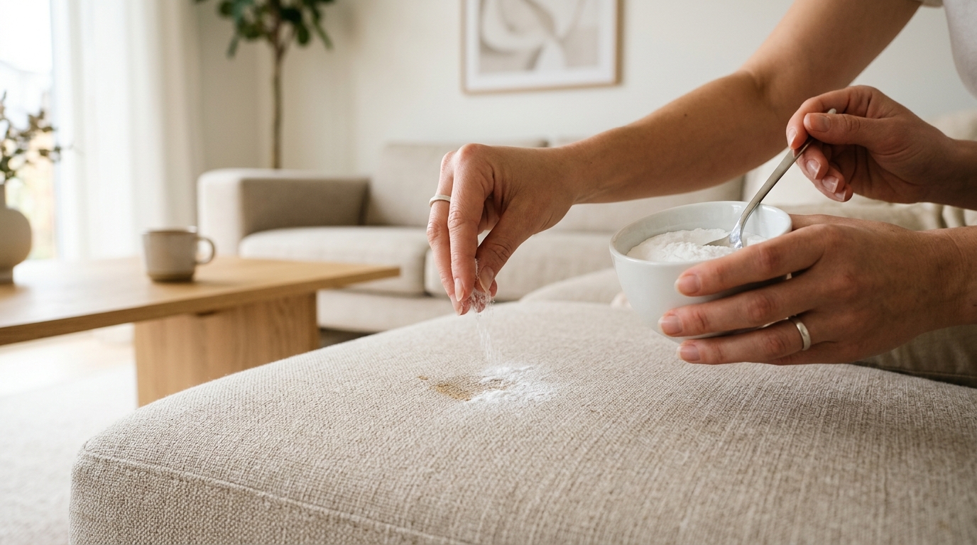 5. Menggunakan Baking Soda atau Tepung Maizena (untuk noda baru)