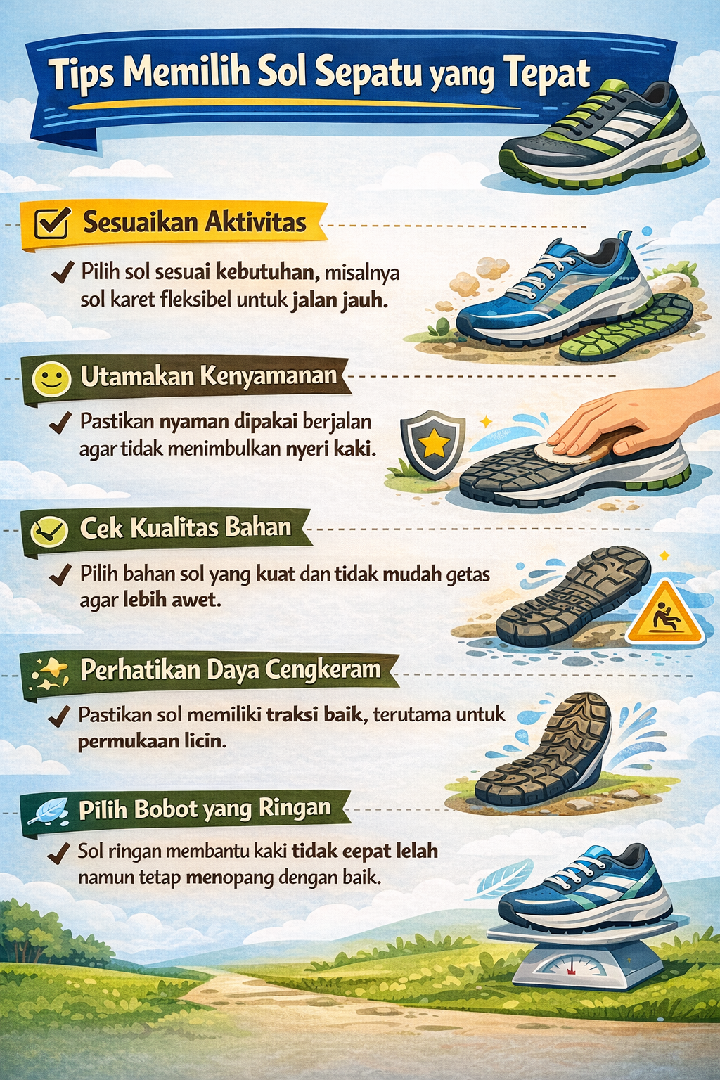 Tips Memilih Sol Sepatu yang Tepat