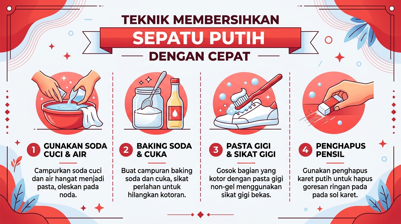 Infografik Teknik Membersihkan Sepatu Putih dengan Cepat