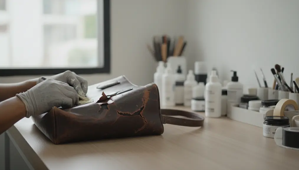 Proses Perbaikan Kulit Tas yang Mengelupas di Home Steril