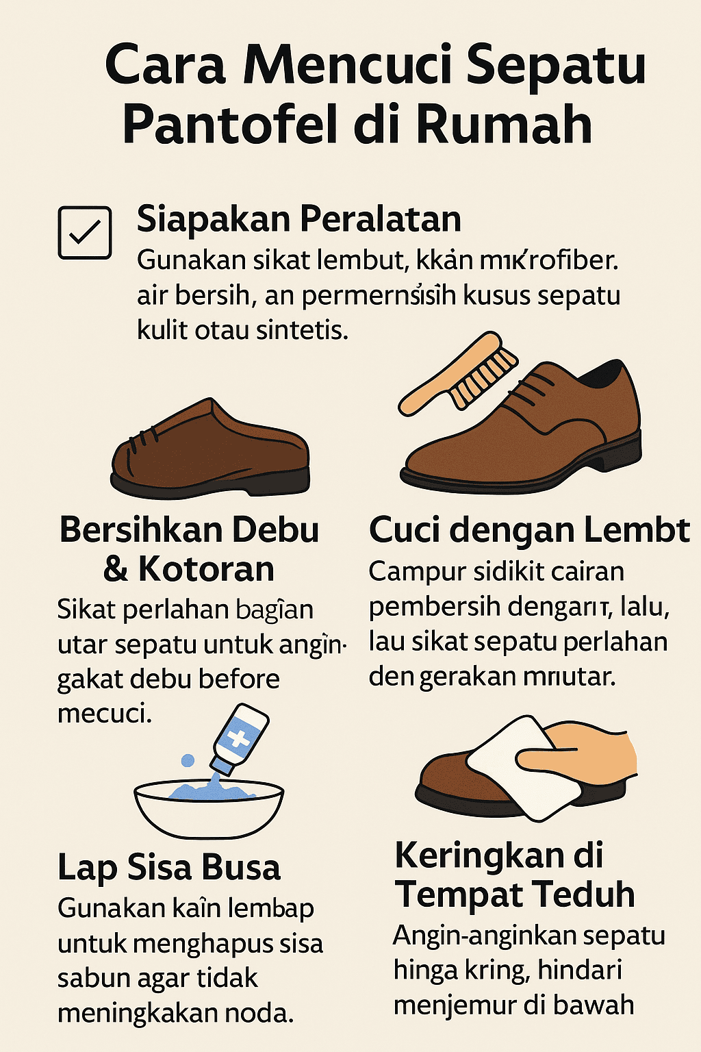 Cara Mencuci Sepatu Pantofel di Rumah