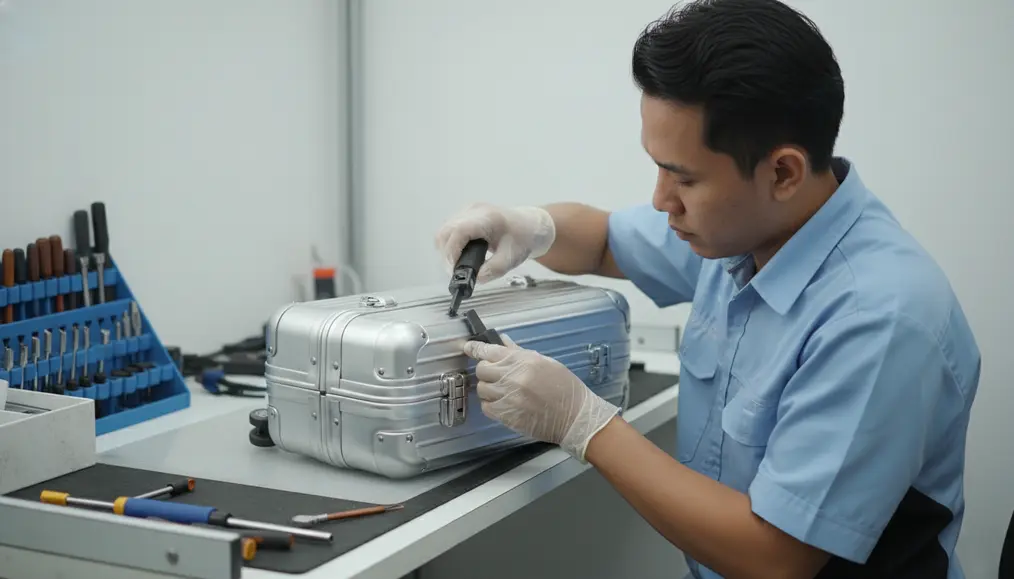 Layanan premium restorasi koper aluminium dan tas di workshop Home Steril Jakarta - home-steril.com