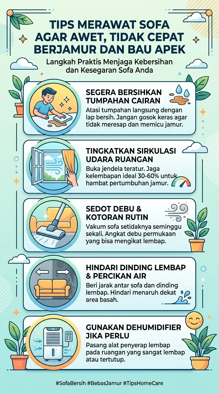 Tips Merawat Sofa Agar Tidak Mudah Berjamur dan Bau Apek