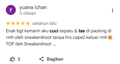 Ulasan Pelanggan Jasa Cuci Tas Sneakershoot