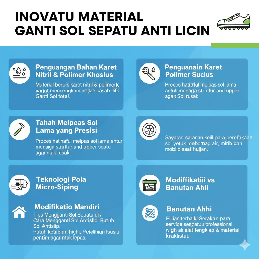 Inovasi Material dalam ganti sol sepatu anti licin