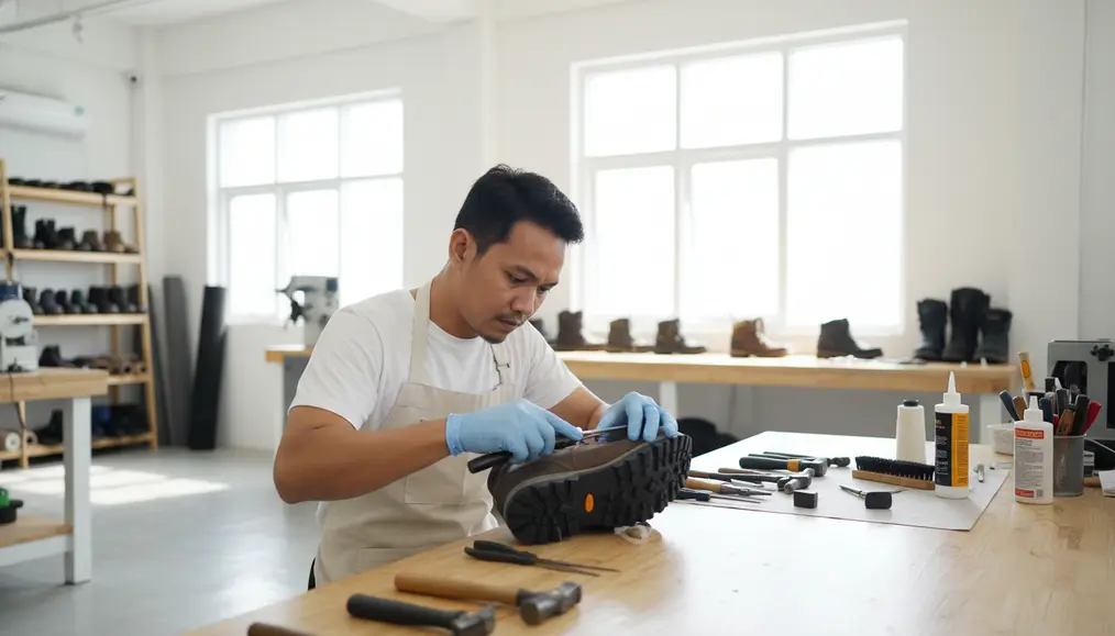Solusi Reparasi Sol dan Upper Boots TNF & Caterpillar