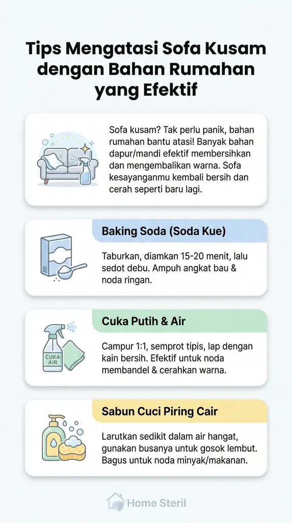 Tips Mengatasi Sofa Kusam dengan Bahan Rumahan yang Efektif