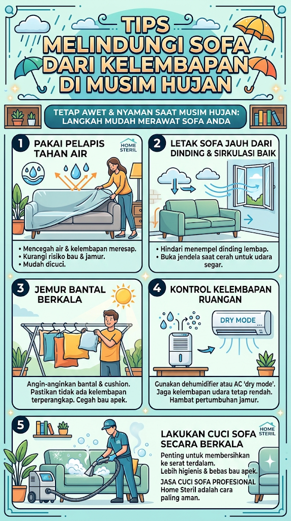 Infografi : Tips Melindungi Sofa Dari Kelembaban Di Musim Hujan 