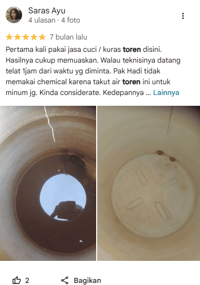 Apa Kata Pelanggan tentang Jasa Kuras Toren di Home Steril?