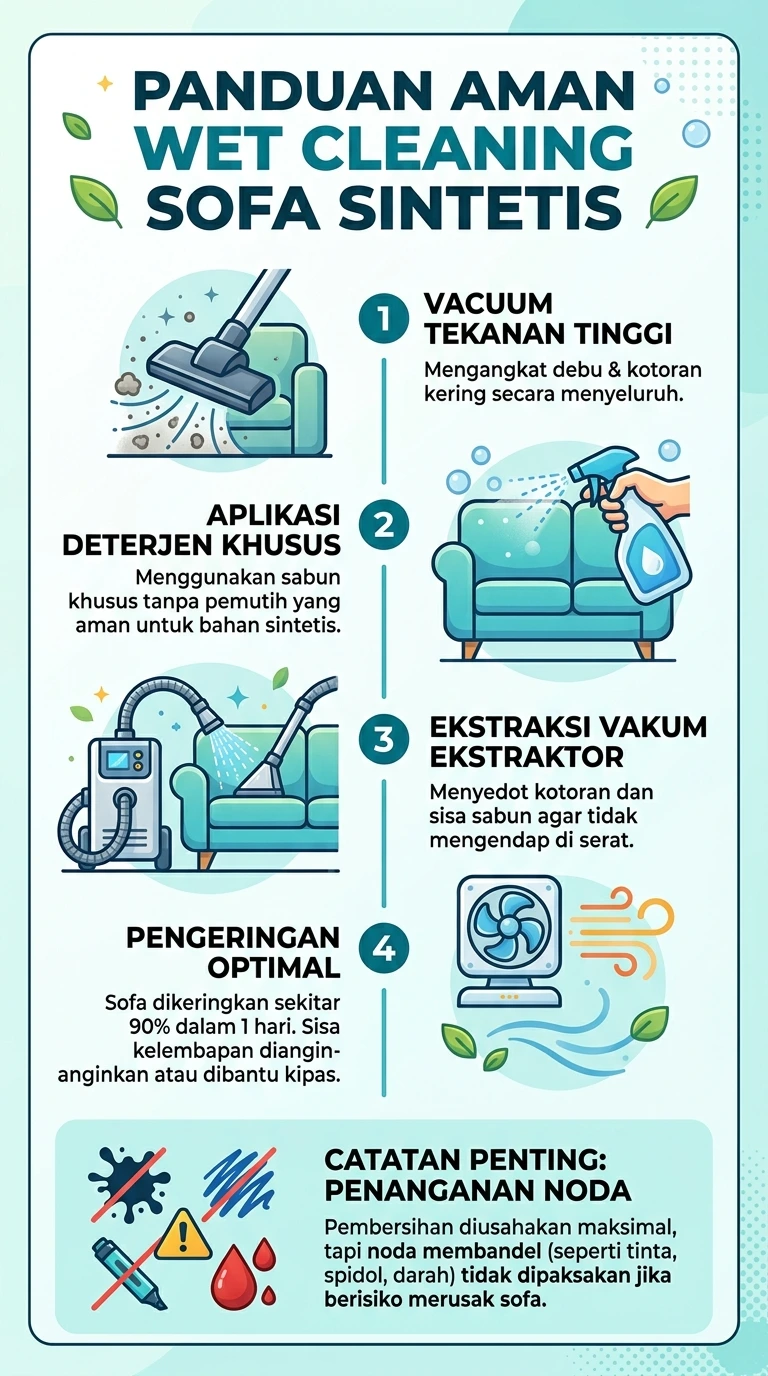 Infografik : Panduan Aman Wet Cleaning Sofa Sintetis