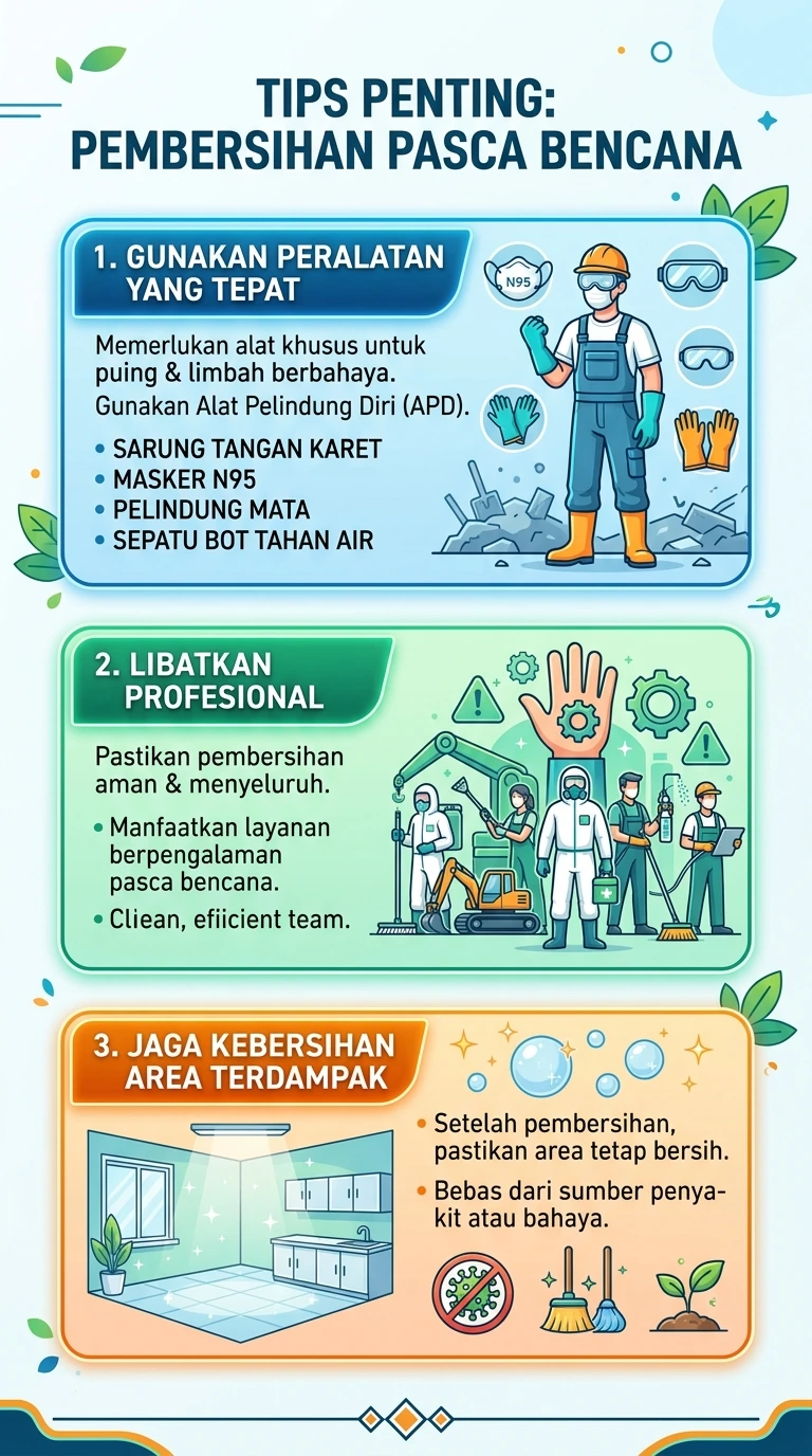 Infografik :Tips Penting: Pembersihan Pasca Bencana