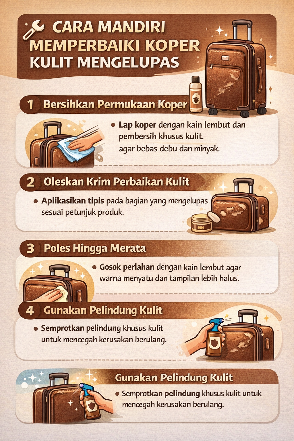 Cara Mandiri Memperbaiki Koper Kulit Mengelupas
