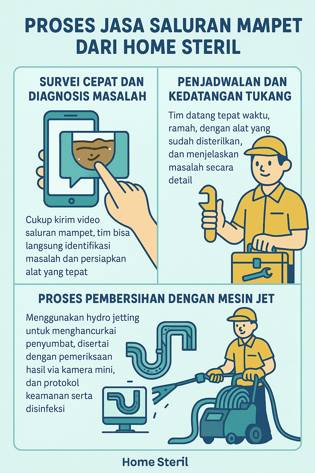 Infografik: Proses Jasa Saluran Mampet Dari Home Steril
