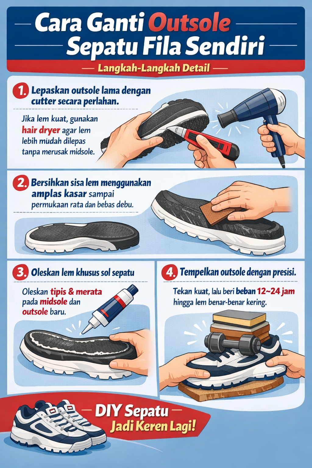Cara Ganti Outsole Sepatu Fila Sendiri: Langkah-Langkah Detail
