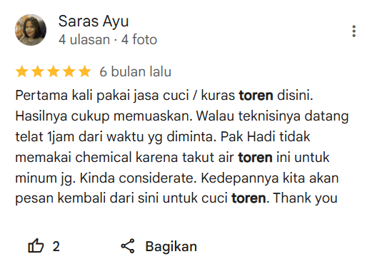 Toren Air Kini Bersih dan Jernih