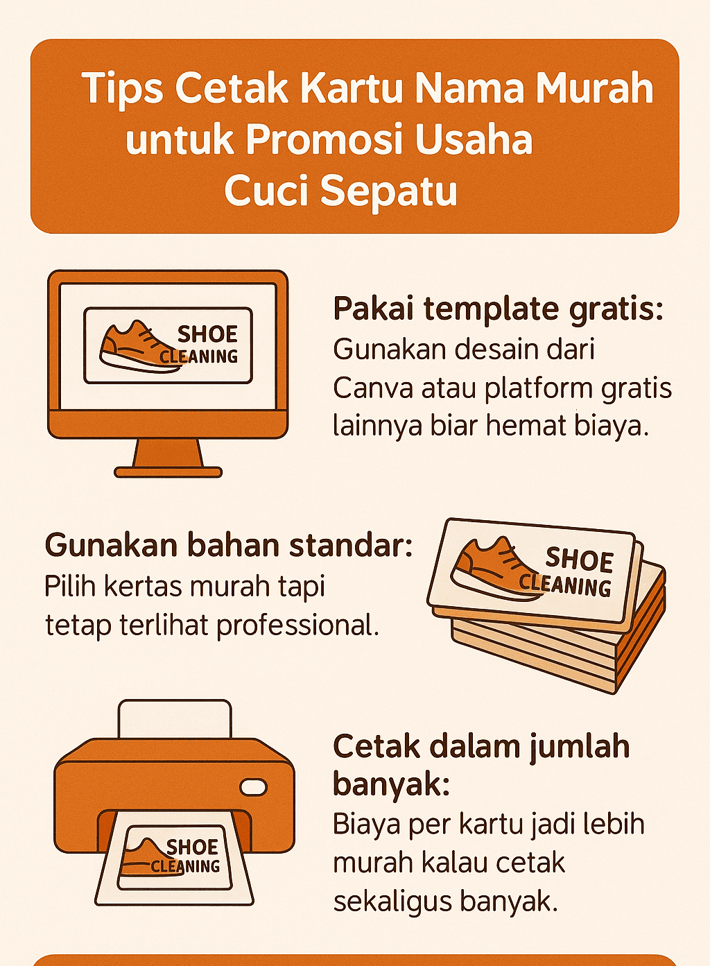 Infografik: Tips Cetak Kartu Nama Murah untuk Promosi Usaha Cuci Sepatu